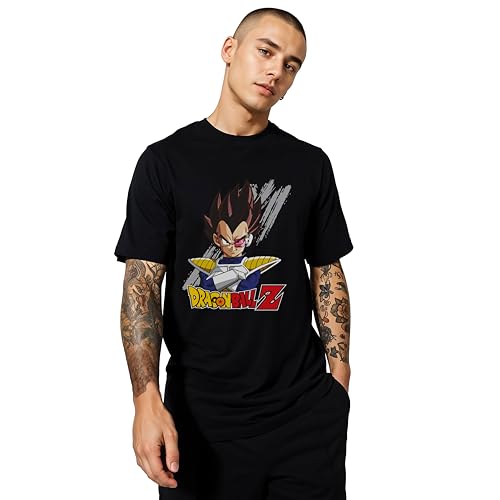 Comic Studio Dragon Ball Z Vegeta Black Short Sleeve T-Shirt, Negro, L Unisex