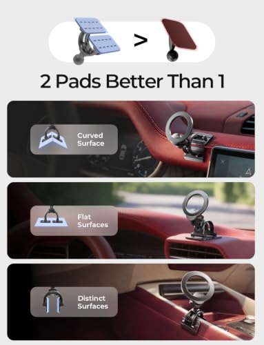 Image of LISEN for MagSafe Car Phone Mount -Strong Magnets Magnetic Phone Holders for Your Car 2-in-1 Vent Dashboard Magnet Cell Phones Holder Mounts Car Accessories Gifts for Men Women fit iPhone, Black | Dash Accents