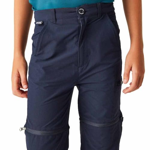 Regatta Kids' Highton Stretch Zip Off Walking Trousers Navy - Image 6