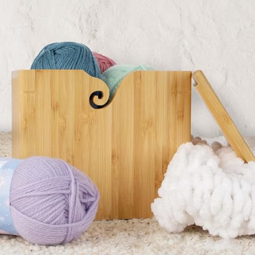 Image of Joyeee Bamboo Yarn Bowl and Crochet Hooks Set, 10 Pcs Long Crochet Hooks Tools Kit for DIY Wool Braid Craft, Toy, Hairpin Lace, Baby Socks, Shawl, Handmade Crochet Kit for Wife, Mum, Grandmother Gift