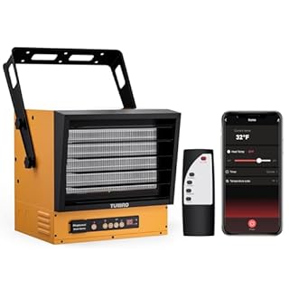 TURBRO 10,000W Electric Garage Heater, 240V Hard Wired, WiFi Enabled, Fan-Forced Shop Heater with Remote, Overheat Protection, Thermostat, 12-Hr Timer, Ceiling/Wall Mounted, ETL Listed, GH10K Smart