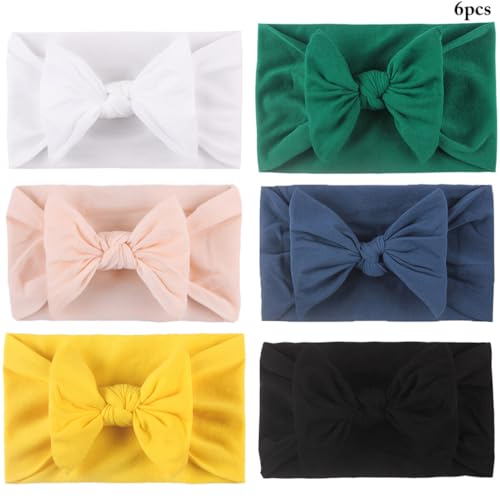 Chewtoyo Faixa de cabelo para recém-nascidos: 6 peças de faixa elástica larga de nylon para bebê com