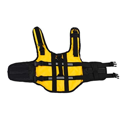 POPETPOP Chaleco Salvavidas para Perro Amarillo – Chaleco de natación para Cachorro Reflectante y Ajustable con Mango de Rescate para natación en Barco y Canoa