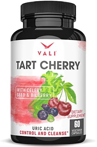 VALI Tart Cherry Uric Acid Cleanse. Organic Cherry Concentrate, Organic Celery Powder & Bilberry Extract. Joint Support, Muscle Health, Sleep & Mobility Polyphenols Supplement. 60 Veggie Capsules