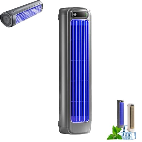 Cooling Ace 2025 New Upgraded Portable Air Conditioner Cooling Fan with 3 Speeds & LED Touch Screen No Drilling Wall Mounted Electric Fan Desktop Tower Fan for Office Bedroom Kitchen(Blue)