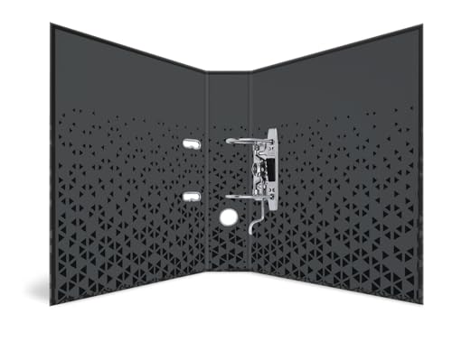 HERMA Ordner A4 Farbe Schwarz, 7 cm breit, Kinder Ringordner mit Muster, einfarbiger Aktenordner mit glänzender Veredelung und Innendruck für Jungen und Mädchen