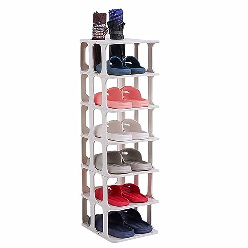 Étagère à chaussures blanche mince extensible pour entrée étroite