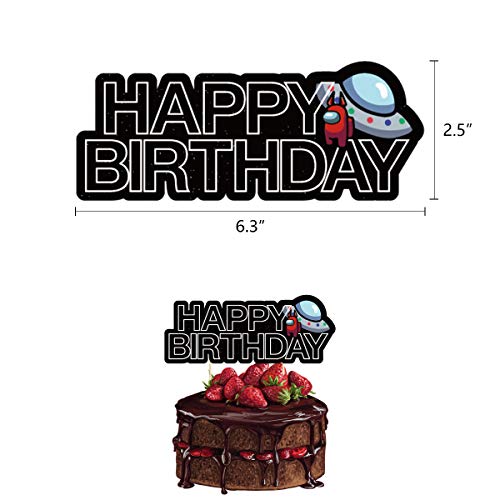 Popular Game Among Us Party Decoration Set of 136, Among Us Party Supplies Include Happy Birthday Banner, Latex Balloons, Cake Cupcake Toppers, Stickers for Among Us Fans - Thumbnail 3