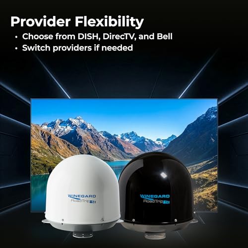 Image of Winegard RT2000T Roadtrip T4 in-Motion RV Satellite Antenna - Automatic Multi-Satellite Tracking - Roof Mount Dome - High-Performance Mobile TV - White