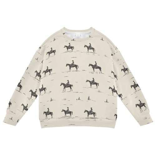 JUNZAN Western Cowboy Horse Wilderness Little Girls Sweatshirts Hoodies Crewneck Outerwear for Kids Athletic 4T - Main Image