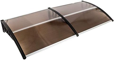 116 inch / 78 inch / 39 inch Window Awning Outdoor Polycarbonate Hollow Sheet Door Patio Canopy (40''x 80'', Dark Brown Canopy + Black Bracket)