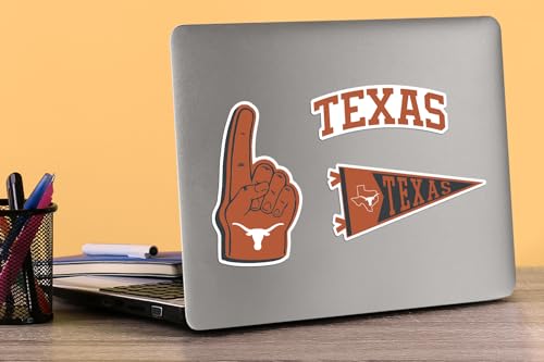 Image of University of Texas 8ct Vinyl Sticker Pack - Large Waterproof Longhorns, Hook 'Em, Mascot & Texas State Outline Decals for Laptops, Water Bottles, Tablets, Scrapbooks, Vehicles & More