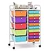 Giantex 15-Drawer Organizer Cart Office School Storage Cart Rolling Drawer Cart for Tools, Scrapbook, Paper (Multicolor)