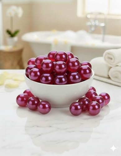 Lot de 6 Perles de Bain Fraise - Huile de Soin Hydratante - Parfum Fruité Irrésistible - Sans Paraben - Fabrication Française - Détente Spa à la Maison