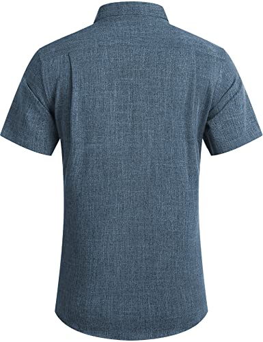 Coofandy Men's Casual Linen Button Down Shirt Short Sleeve Beach Shirt #TOP3