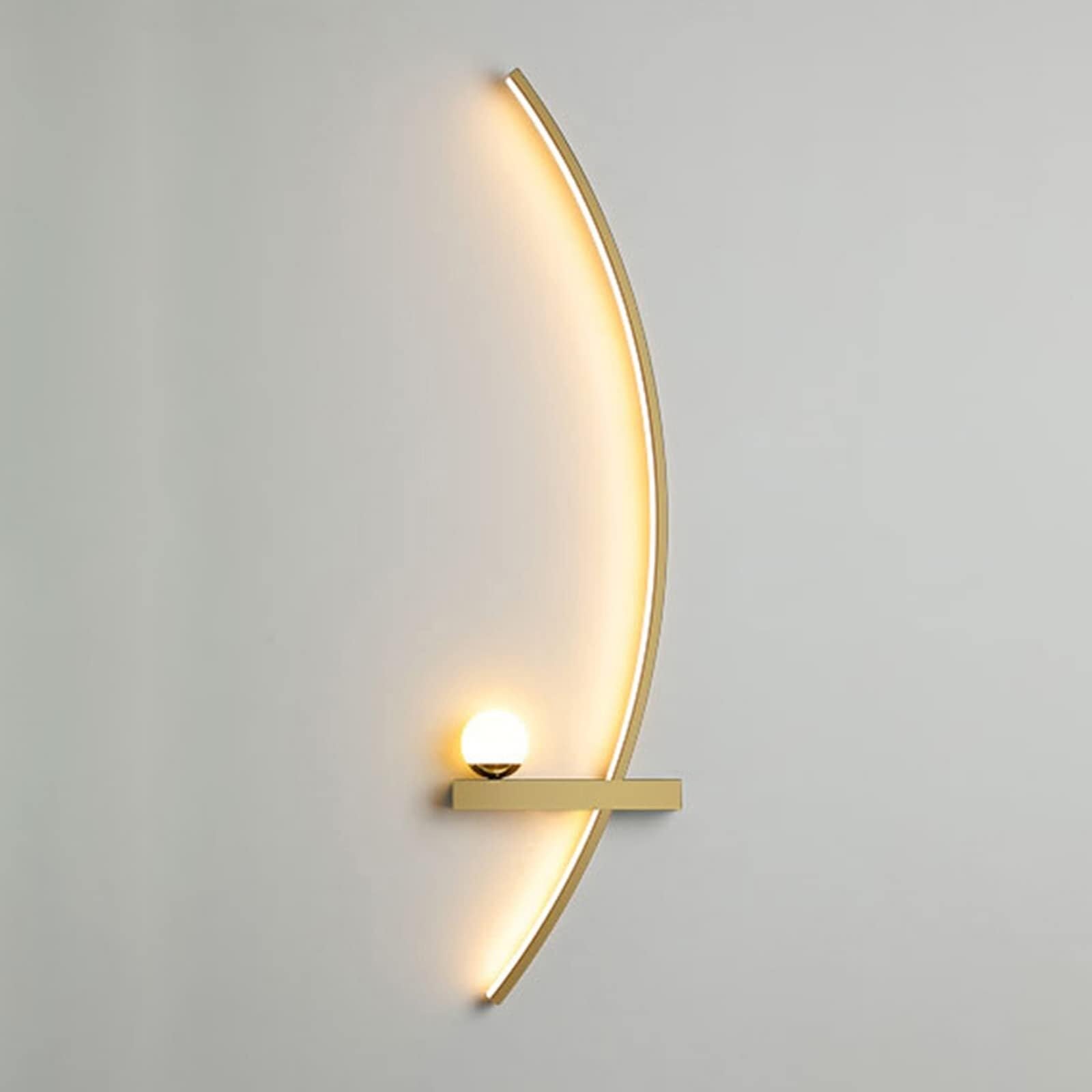 BJKYTMLM Modern LED Wall Lamps, Nordic Minimalist Creative Wall Sconce for Living Room Backgroud Decor Indoor Metal Lighting,Black,85cm Right(Gold,85cm Right)