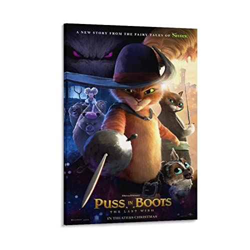 Movie Poster Canvas Wall Art Puss in Boots The Last Wish P-2 Room Decor Home Decor 08x12inch(20x30cm) Frame-Style