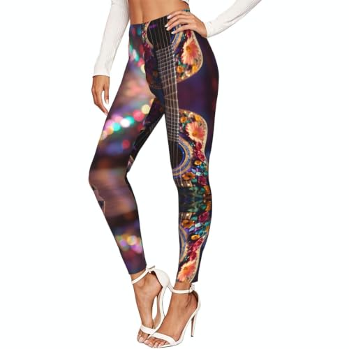 Leggings de compresión suave y ropa de gimnasio para mujer con estampado original de guitarra