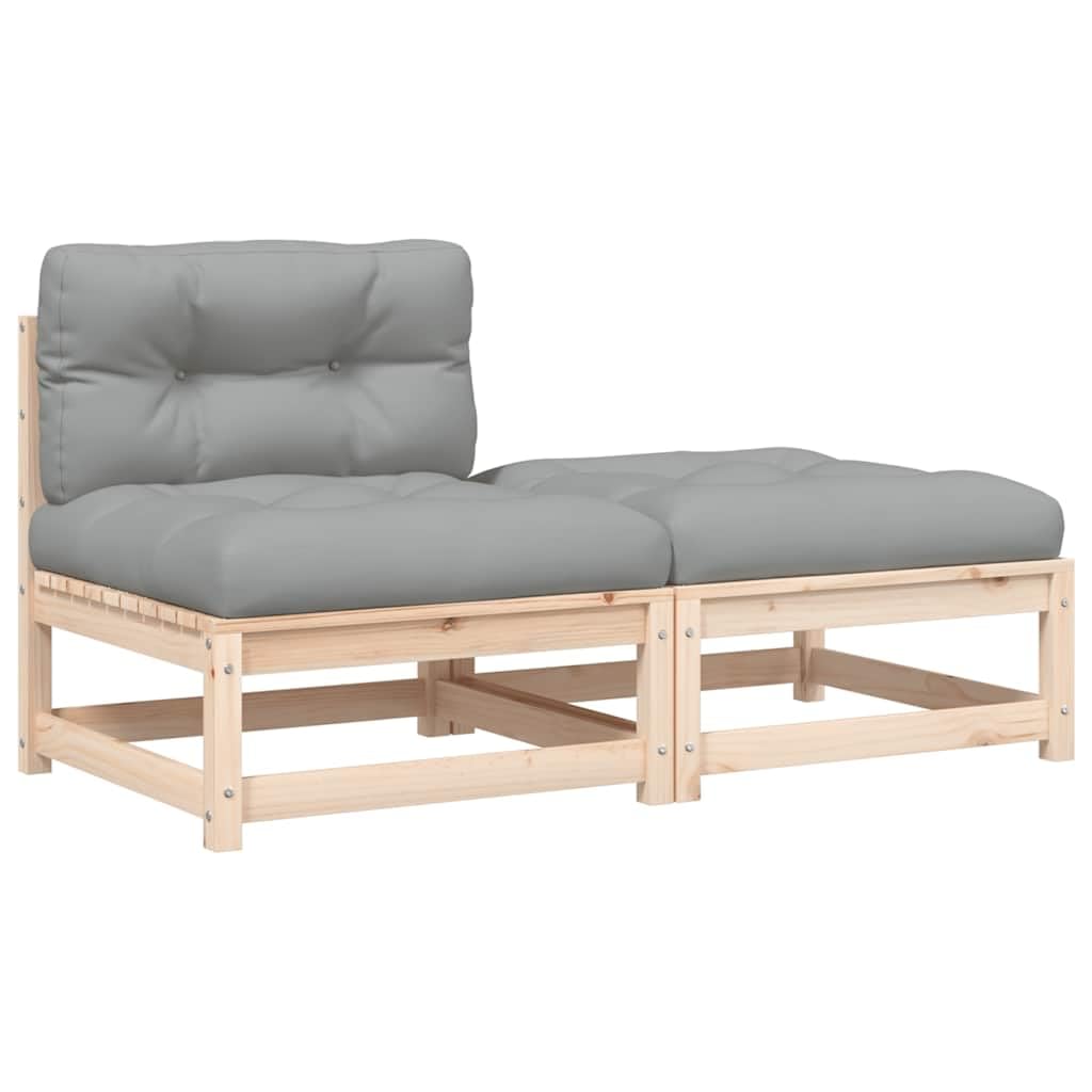 vidaXL Sofá de Jardín sin Reposabrazos con Cojines y Reposapiés, Asientos con Respaldo, Sillones Modulares, Muebles para Patio Terraza