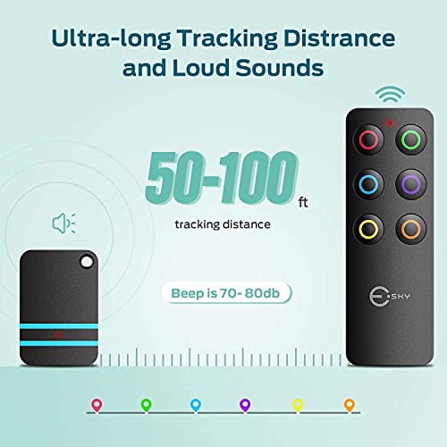 Esky Key Finder Locator with Sound, Stick-on TV Remote Control Finder, Item Locator Tags with 85dB Noise Sound 6 Receivers, Wallet Tracker Key Finders for Finding Keys, Remote Gift Idea