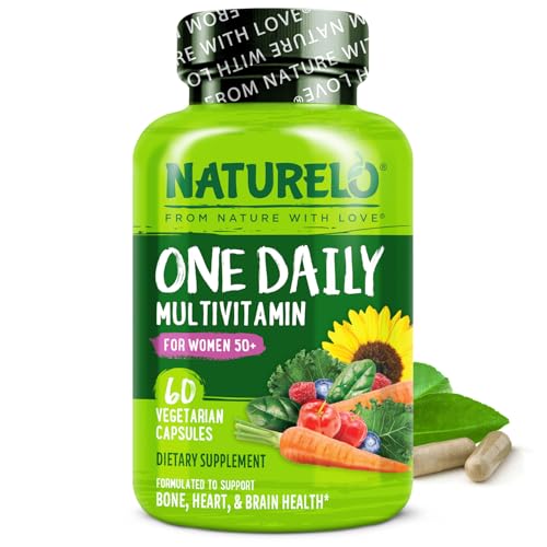 NATURELO One Daily Multivitamin for Women 50+ (Iron Free) - Menopause Support for Women Over 50 - Whole Food Supplement - Non-GMO - No Soy - 60 Capsules - 2 Month Supply