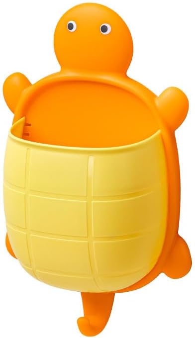 Cute Toothbrush Holder Wall Mount, Hanging Bathroom Storage Basket with Hook, Punch Free Space-Saving Toothbrush and Toothpaste Holder, Cute Cartoon Turtle-Shaped, Orange