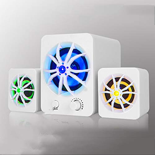 Bluetooth Wireless-Subwoofer, USB Multimedia Dick Kombination PC-Lautsprecher für Heim-PC Bunte LED Bass Stereo-Lautsprecher und