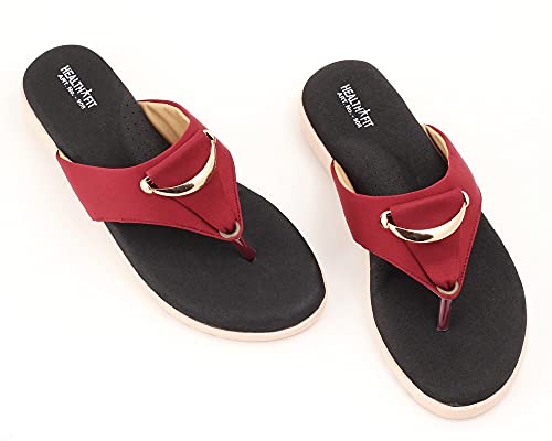 Image of HEALTH FIT Womens Black-Red Extra Soft Ortho Care Diabetic & Orthopedic Slippers / /Doctor Chappal & Flip Flop Footwear with Arch Support