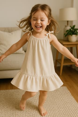 Girls' Dresses 3-Pack Summer Floral Printed Sleeveless Dress for Girls 4-8 (US, Age, 6 Years, White+Yellow+Pink)3