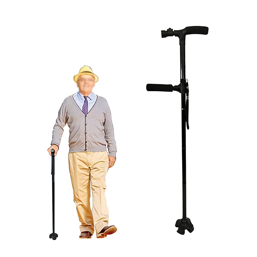Bastón Plegable, bastón de Aluminio Ligero Negro con luz LED, Mango cómodo, para Hombres, Mujeres y Personas Mayores, Paquete de 2 Star of Light