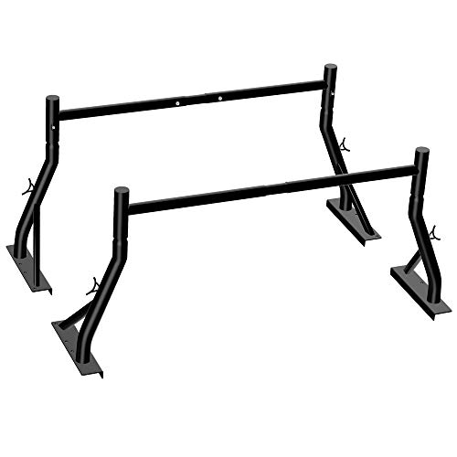 Truck Ladder Rack 800lbs Capacity Heavy Duty Extendable Universal Pickup Rack Two-bar Set Matte Black One Pair