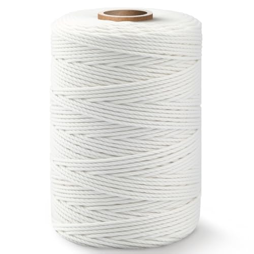 Image of SMART&CASUAL 600 Feet 2mm Cotton Butcher Twine String Soft Food Safe for Cooking Craft Baker Kitchen Meat Turkey Sausage Roasting Gift Wrapping Gardening Crocheting Knitting