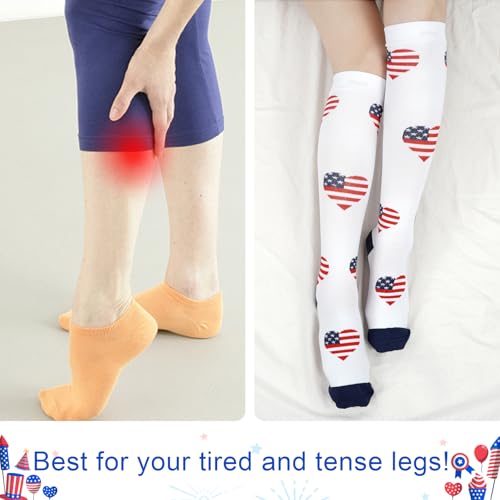 Image of Junely Compression Socks for Women Knee High Festival for Running Athletic Nurses Pregnant Women Work Support Travel Flight