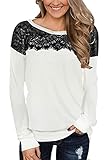 BesserBay Damen Uni Obertail mit Rundem Ausschnitt und Sanft Blume Elegant Noos für Winter Cremeweiß L