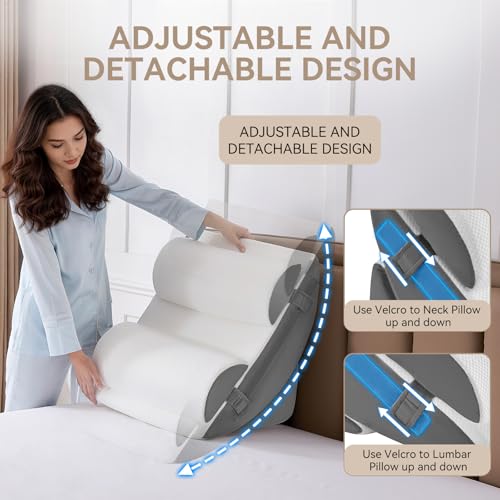 Image of Yojoker 9PCS Orthopedic Bed Wedge Pillow Set for Sleeping, Back and Leg Pain Relief, Post Surgery Foam Pillow for Body, Triangle Adjustable Support Pillow - Acid Reflux Sleeping Pillows Grey