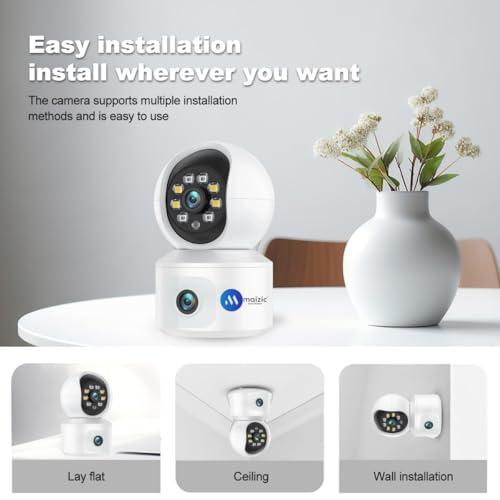 Maizic Smarthome 4G Sim Based Two Lens/Two Screen View Indoor CCTV Camera for Home Security | Color Night Vision, Up to 128GB SD Card Support, Motion Detection, 2Way Intercom, AI Human Detection 5 41lFCAVzCKL