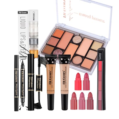 Makeup Gift Set, Kit de Maquillage Complet avec Palettes de Maquillage Blush Eyeshadow Powder Rouge à lèvres Mascara Liquid Eyeliner Pencil Fard à Paupières Liquide Pailleté Lèvres Correcteurs