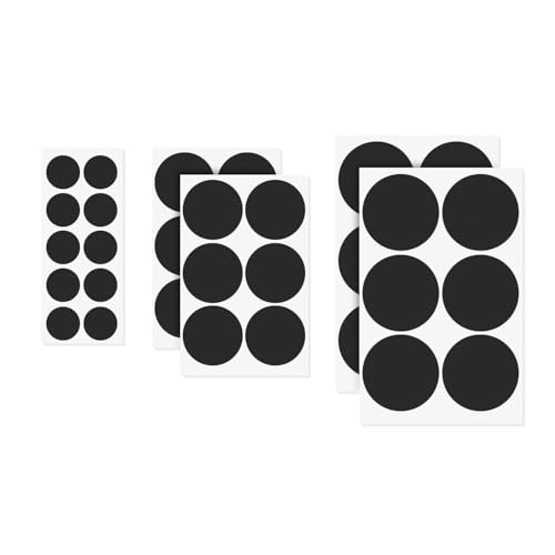 Super Z Outlet Assorted Black Vinyl Plastic Circle Erasable Removable Chalkboard Stickers Organizing Labels (5 Sheets, 34 Stickers)