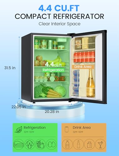 Image of COWSAR 4.4 Cu.Ft Dorm Fridge, Single Reversible Door Compact Refrigerator with Adjustable Thermostat, Removable Glass Shelves, Energy Efficient Commercial Fridge for Bedroom Dorm Office, Black