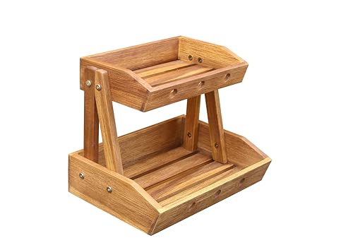 APPAFUN 2-Tier Wooden Fruit Basket, Vertical Slanted Stand for Kitchen