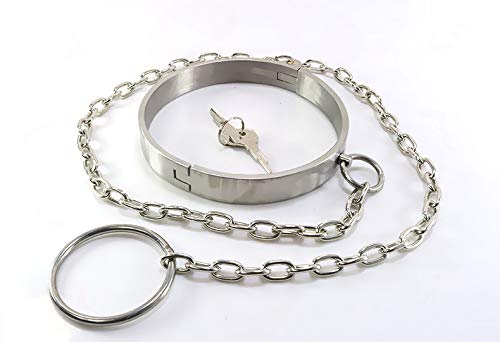ZWFUN Halsreif Halsband SM Bondage Spielzeug Halsbänder damen silber Necklace Choker für Paare（Schloss Ø Schlüssel） (L:13.8cm)