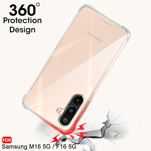 Image of TheGiftKart Crystal Clear Back Cover Case for Samsung Galaxy M16 5G / F16 5G | 360 Degree Protection | Shock Proof Design | Transparent Back Cover for Samsung M16 / F16 (PC & TPU, Transparent Bumper)