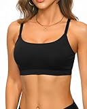 Women Black Sports Bra Swimsuit Top - Swim Bra Bikini Top Only 2026 Scoop Neck Bathing Suit M