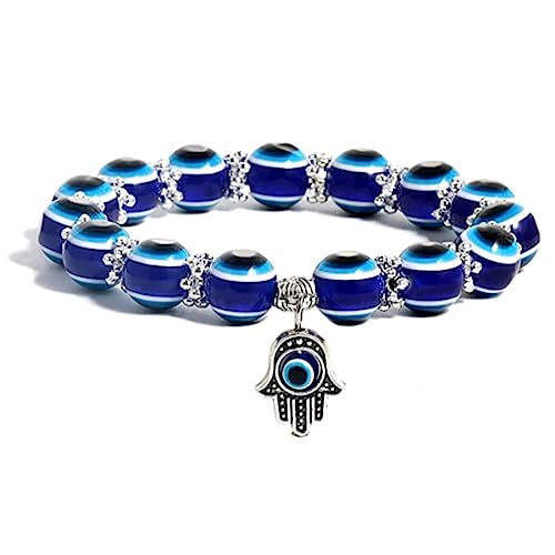 Cubahop Braccialetto con perline occhio blu Hamsa dell'amicizia, accessori per le mani del malocchio, gioielli regolabili per donne e ragazze
