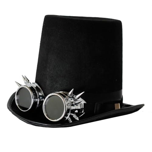 I LOVE FANCY DRESS Chapeau DE Tuyau DE POÊLE Noir Victorien Steampunk avec Lunettes Noires - Accessoire DE DÉGUISEMENT Steampunk Parfait