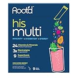 Root'd Multivitamin Powder for Men - 24 Vitamins & Minerals with 3X Electrolytes, 9 Organic Superfoods, Probiotics & Enzymes, Sugar-Free Multivitamin & Hydration | 9 Vitamin Drink Mix Packets