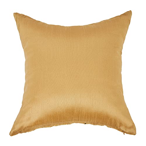 Image of Yellow Decorative Kushan pilloo 12x12, Festive Sequin Cushion Covers for Sofa, Designer Throw Pillow Covers for Couch, Embroidered Cushion Covers