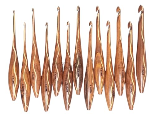 Rosewood Crochet Hooks Set - 7 Sizes 4mm to 10mm - Wooden Crochet Hooks with Comfortable Grip - - Ergonomic Design for Arthritic Hands - for Crocheting Knitting - Gifts for Her(Set of 7)