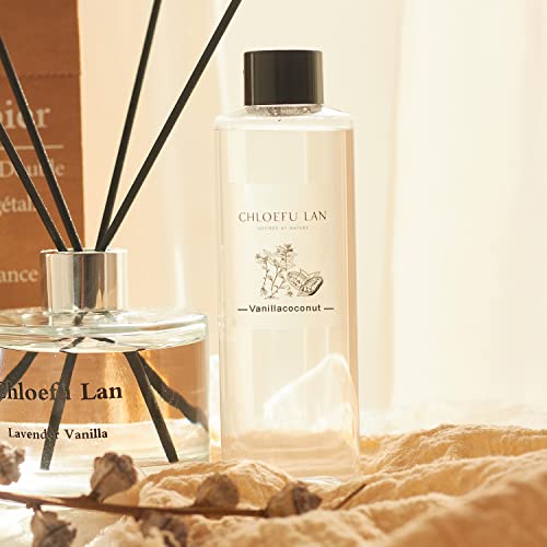 Chloefu Lan Vanilla Coconut Reed Diffuser Refill Set With Reed Sticks 7.05 Oz, Natural Essential Scented Oil, Best For Aromatherapy,Spa And Home, 0% Alcohol 2 Pack #TOP1