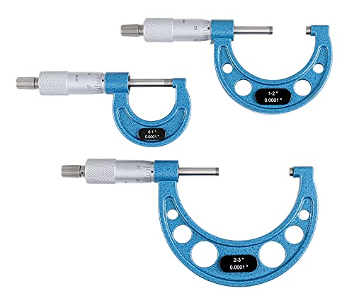 Accusize Industrial Tools 0-3 Inch By 0.0001'' Ultra-Precision Outside Micrometers Carbide Tipped 3 Pc Set, Eg00-0903 #TOP5